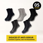 CHAUSSETTES ANTI-ODEUR & CONFORT - LOT DE 5